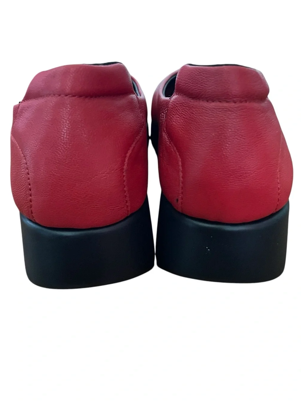 Saydo Sonia Low Wedge Shoes Red Leather Slip On Comfort Women’s Size 8 8.5